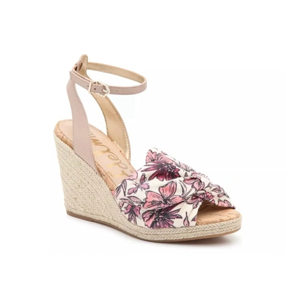SAN EDELMAN WOMENS Floral Wedge Sandals SIZE 9